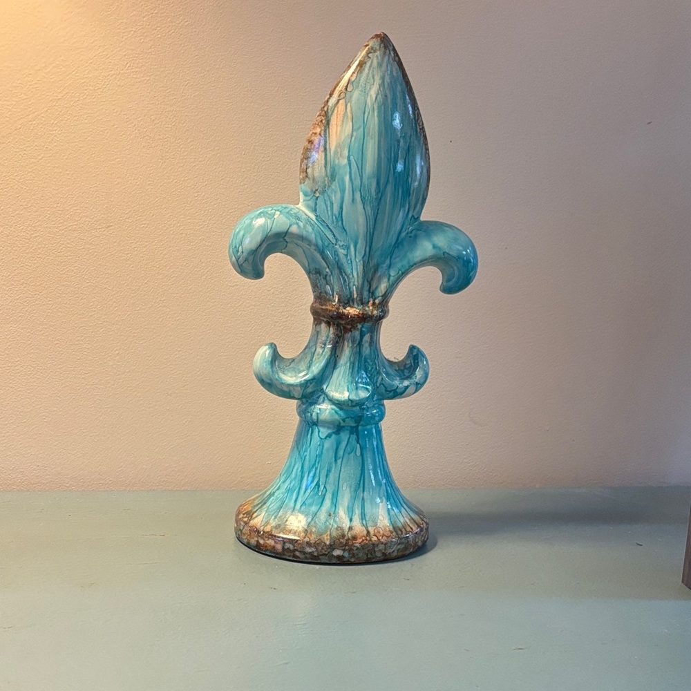 Turquoise Fleur-de-Lis Decorative Accent